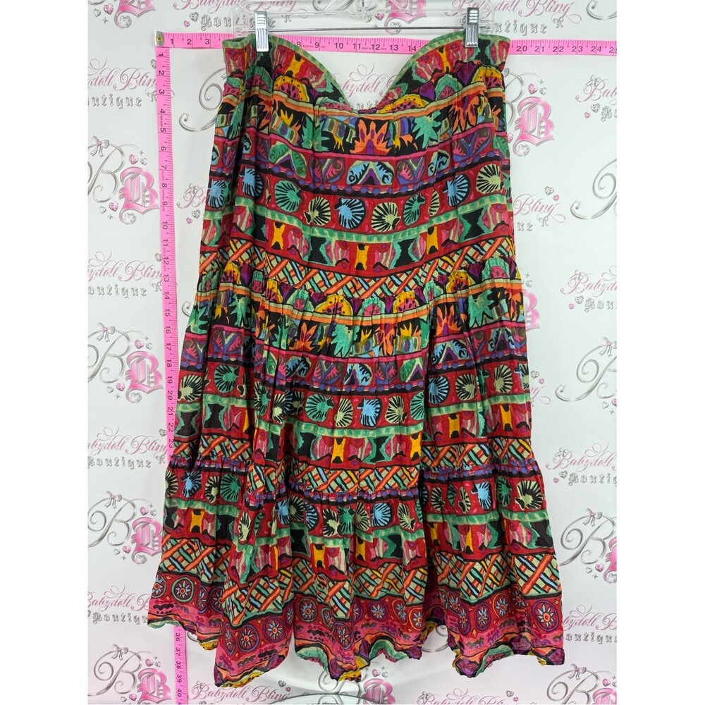 VIPETITES skirt long Bohemian Multicolor Tiered Maxi Skirt - Vibrant Pattern